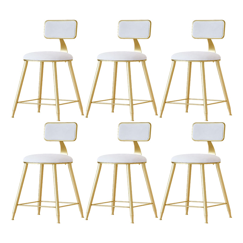 Nordic Backrest Armless Counter Stool Iron Cafe Bar Stool with Velvet Cushion and Pedal