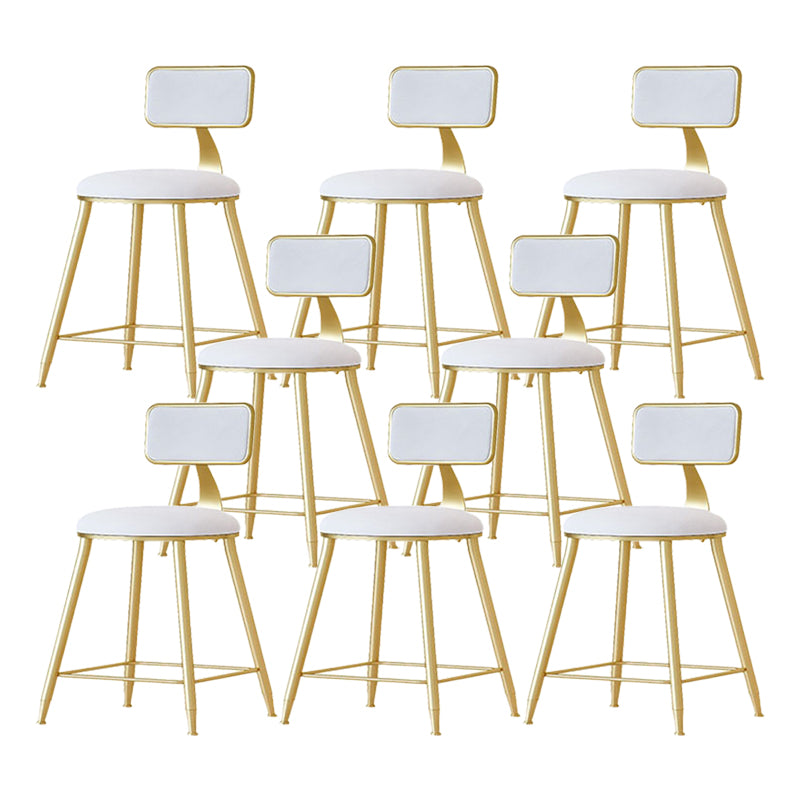 Nordic Backrest Armless Counter Stool Iron Cafe Bar Stool with Velvet Cushion and Pedal