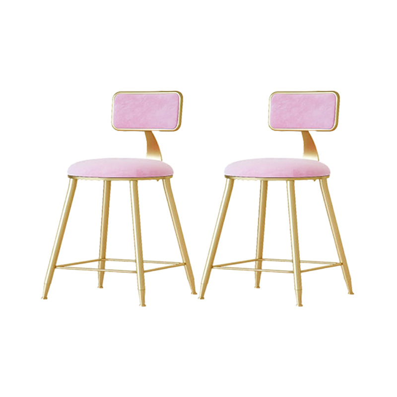 Nordic Backrest Armless Counter Stool Iron Cafe Bar Stool with Velvet Cushion and Pedal