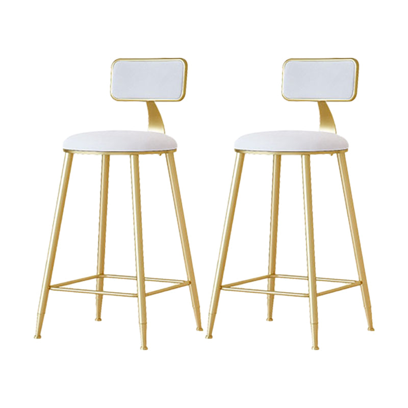 Nordic Backrest Armless Counter Stool Iron Cafe Bar Stool with Velvet Cushion and Pedal