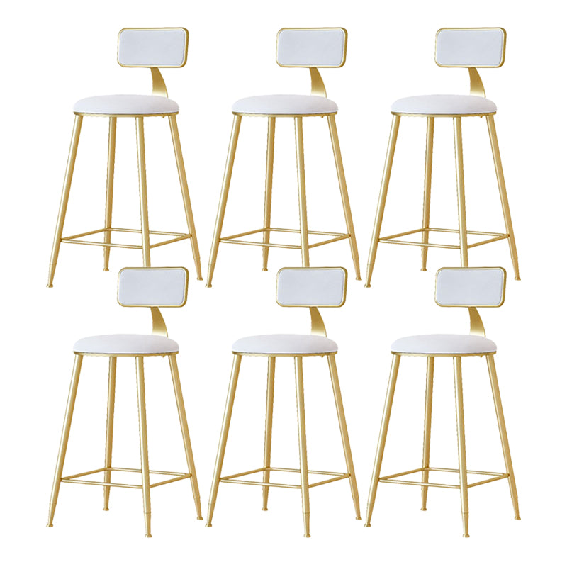 Nordic Backrest Armless Counter Stool Iron Cafe Bar Stool with Velvet Cushion and Pedal