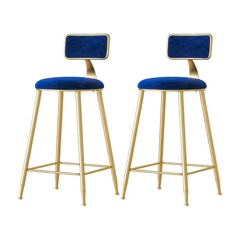 Nordic Backrest Armless Counter Stool Iron Cafe Bar Stool with Velvet Cushion and Pedal