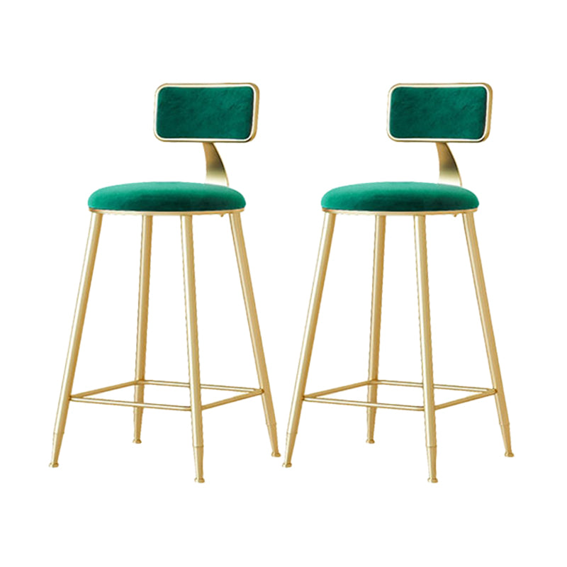 Nordic Backrest Armless Counter Stool Iron Cafe Bar Stool with Velvet Cushion and Pedal