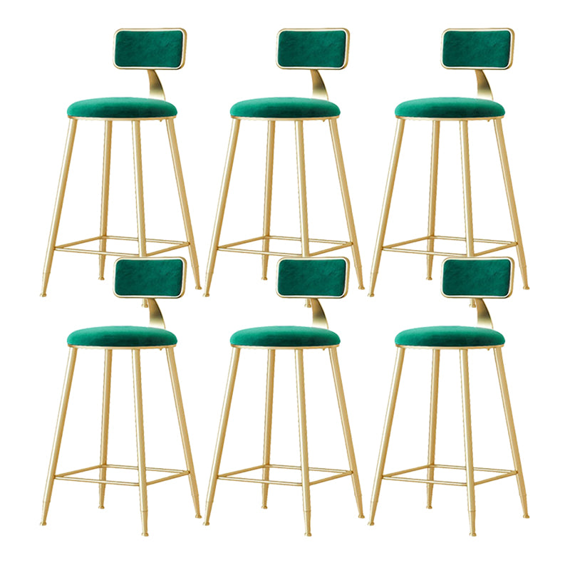 Nordic Backrest Armless Counter Stool Iron Cafe Bar Stool with Velvet Cushion and Pedal