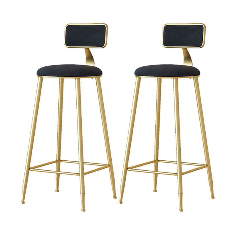 Nordic Backrest Armless Counter Stool Iron Cafe Bar Stool with Velvet Cushion and Pedal