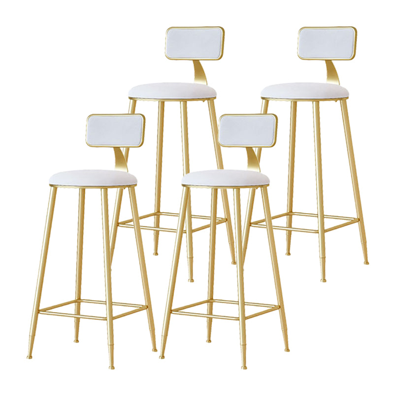 Nordic Backrest Armless Counter Stool Iron Cafe Bar Stool with Velvet Cushion and Pedal