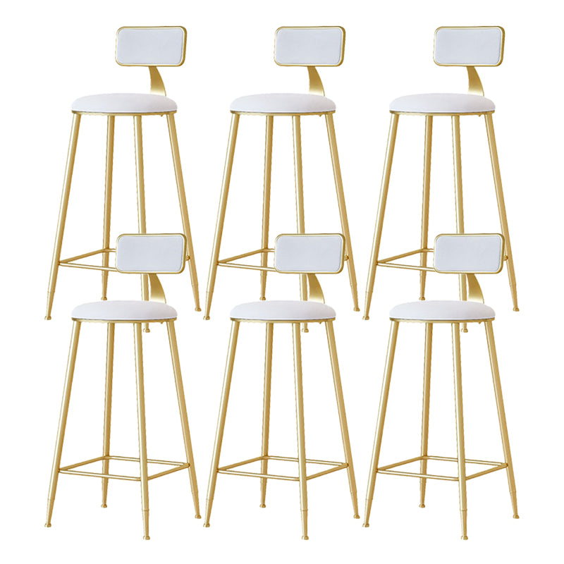 Nordic Backrest Armless Counter Stool Iron Cafe Bar Stool with Velvet Cushion and Pedal