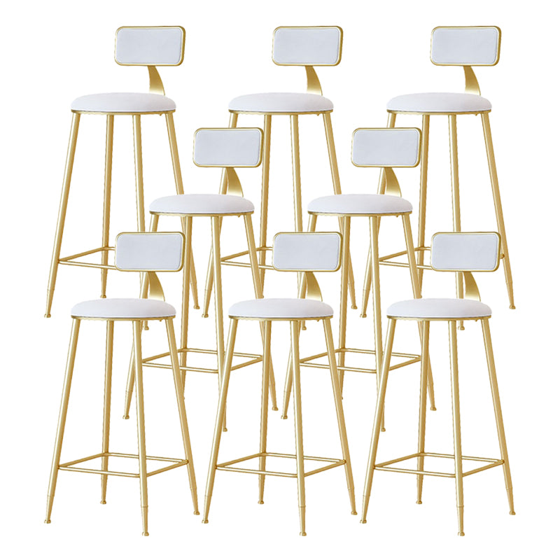 Nordic Backrest Armless Counter Stool Iron Cafe Bar Stool with Velvet Cushion and Pedal