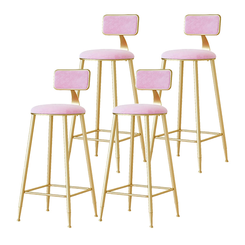 Nordic Backrest Armless Counter Stool Iron Cafe Bar Stool with Velvet Cushion and Pedal