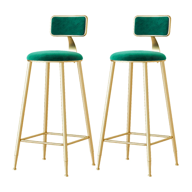 Nordic Backrest Armless Counter Stool Iron Cafe Bar Stool with Velvet Cushion and Pedal