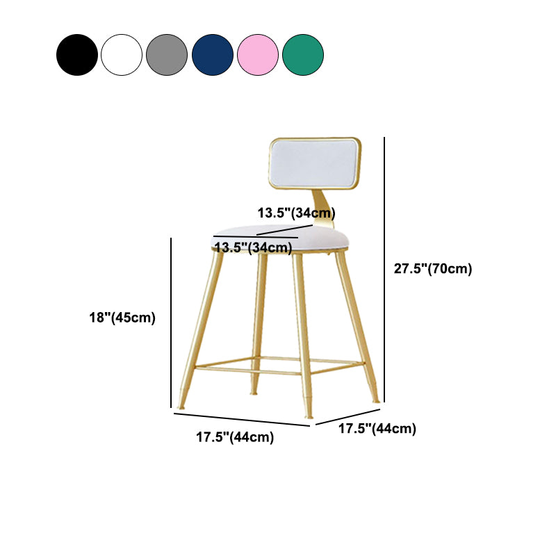 Nordic Backrest Armless Counter Stool Iron Cafe Bar Stool with Velvet Cushion and Pedal
