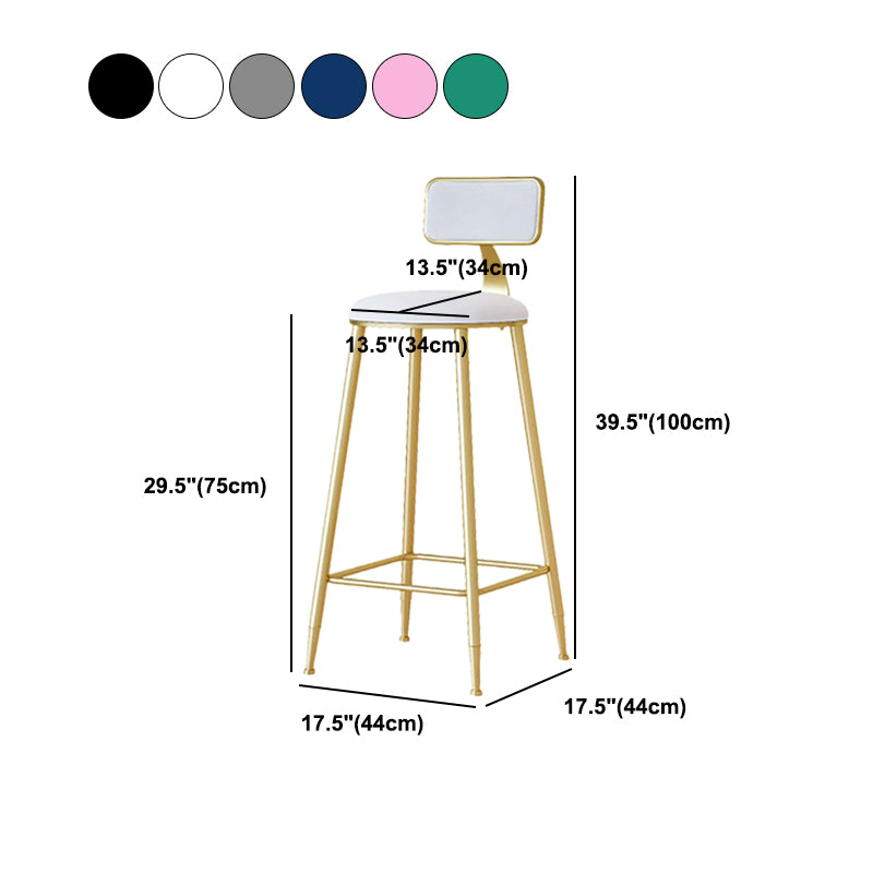 Nordic Backrest Armless Counter Stool Iron Cafe Bar Stool with Velvet Cushion and Pedal