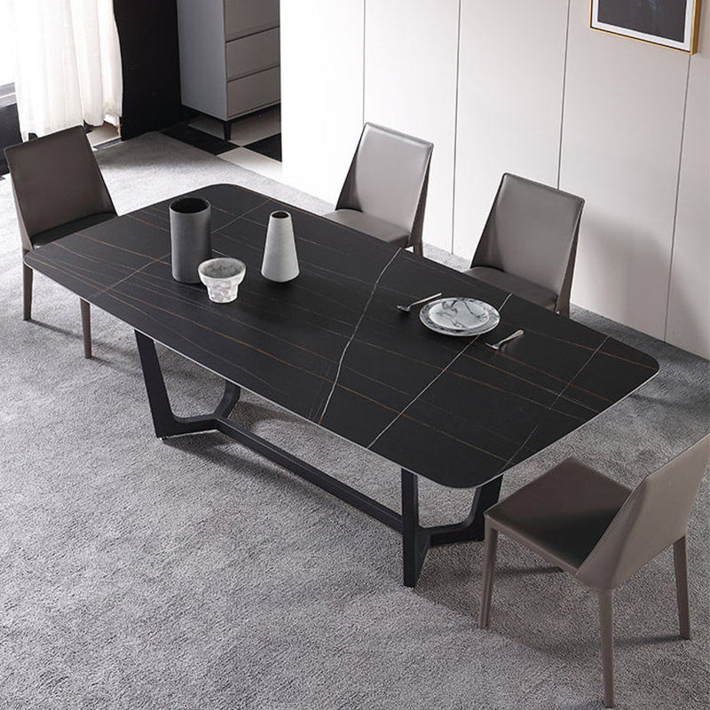Contemporary Sintered Stone Dinette Set 1/2/5/7 Pieces Rectangular Dining Table Set