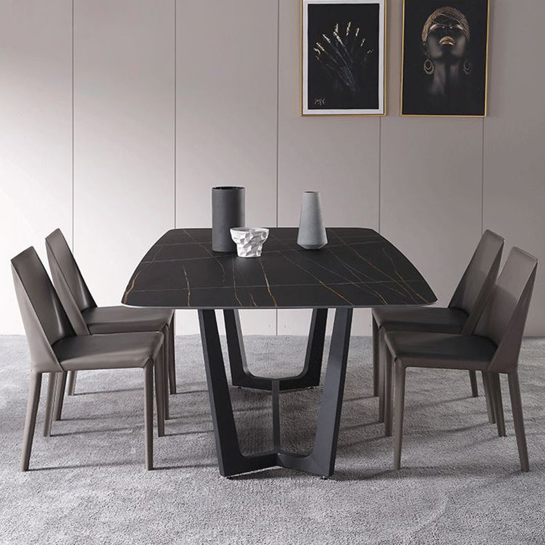Contemporary Sintered Stone Dinette Set 1/2/5/7 Pieces Rectangular Dining Table Set
