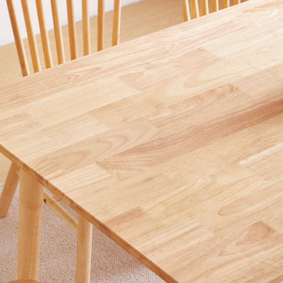 Minimalist Rubberwood Table and Chair Set 1/2/5/7 Pieces Rectangular Dining Table Set