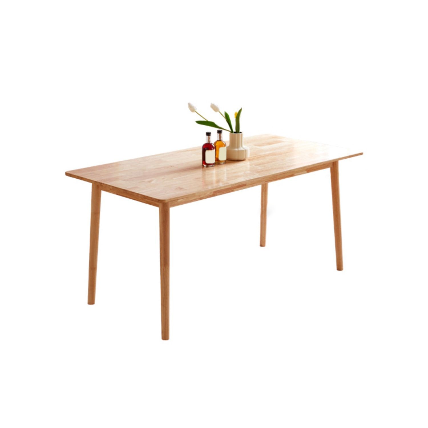 Minimalist Rubberwood Table and Chair Set 1/2/5/7 Pieces Rectangular Dining Table Set