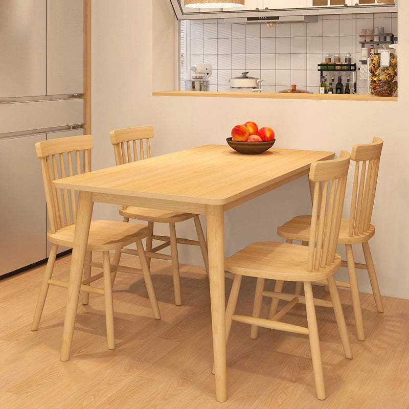 Minimalist Rubberwood Table and Chair Set 1/2/5/7 Pieces Rectangular Dining Table Set