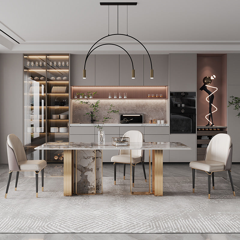 Luxury Sintered Stone Top Dining Set Rectangle 1/3/4/5/6/9 Pieces Dining Room Table Set