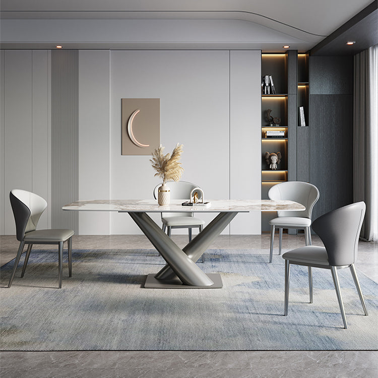 Modern Style Dining Table Sintered Stone Pedestal Table for Home