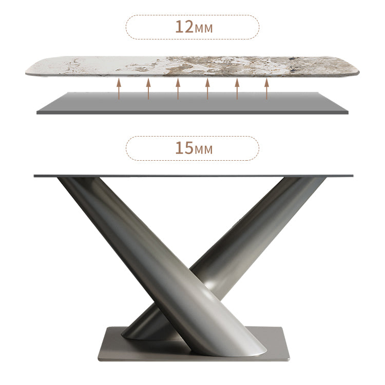 Modern Style Dining Table Sintered Stone Pedestal Table for Home