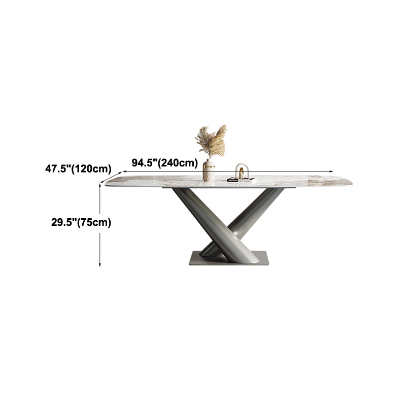 Modern Style Dining Table Sintered Stone Pedestal Table for Home