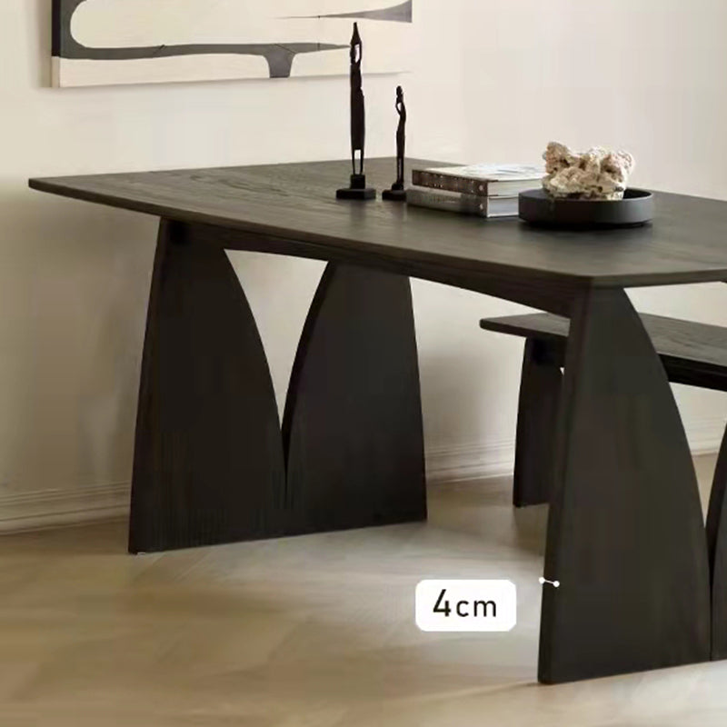 Pine Solid Wood Dining Room Table Modern Double Pedestal Table in Black