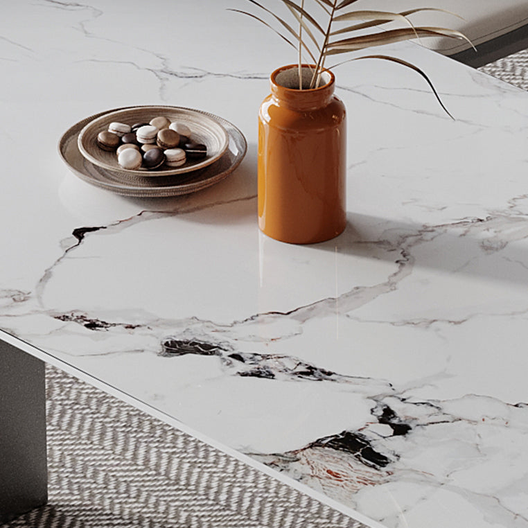 Modern Style Dining Table Sintered Stone Double Pedestal Table for Home