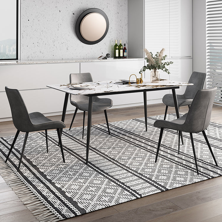 Rectangle 4 Legs Industrial Dining Table Fixed Table of Sintered Stone