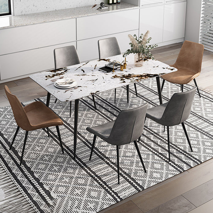 Rectangle 4 Legs Industrial Dining Table Fixed Table of Sintered Stone