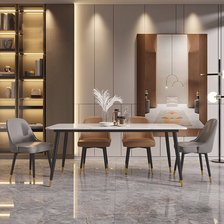 White Sintered Stone Dining Table Traditional Luxury Dining Table with 4 Legs