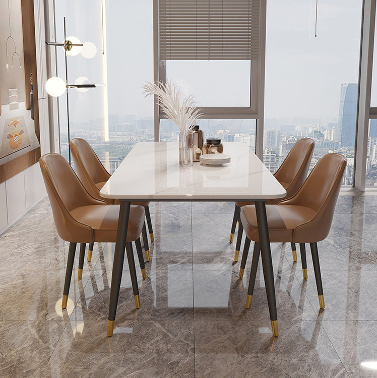 White Sintered Stone Dining Table Traditional Luxury Dining Table with 4 Legs