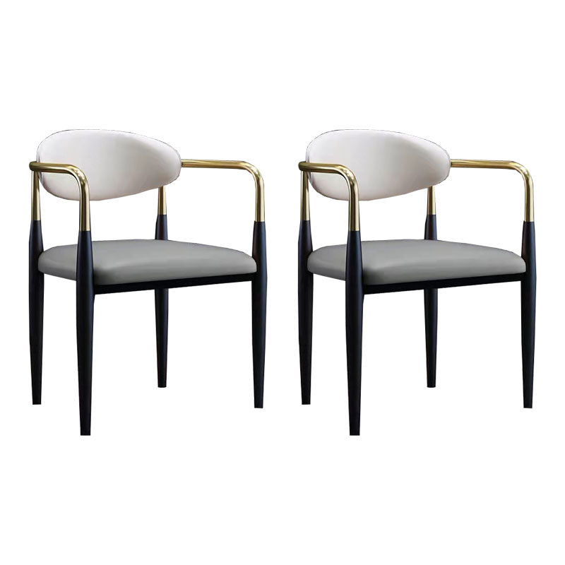 Modern Style Arm Chair Open Back Dining Chair with Metal Legs