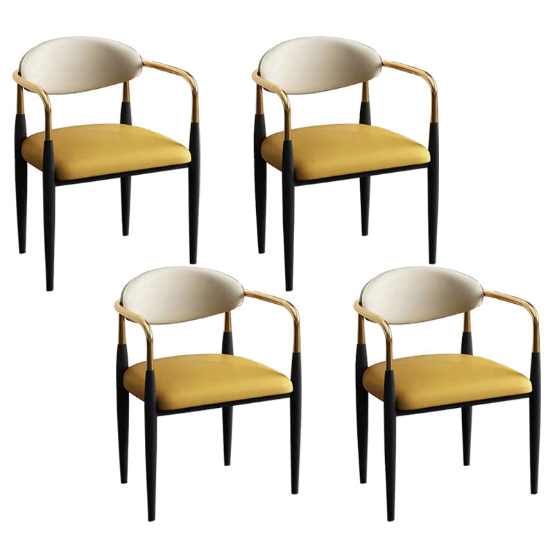 Modern Style Arm Chair Open Back Dining Chair with Metal Legs