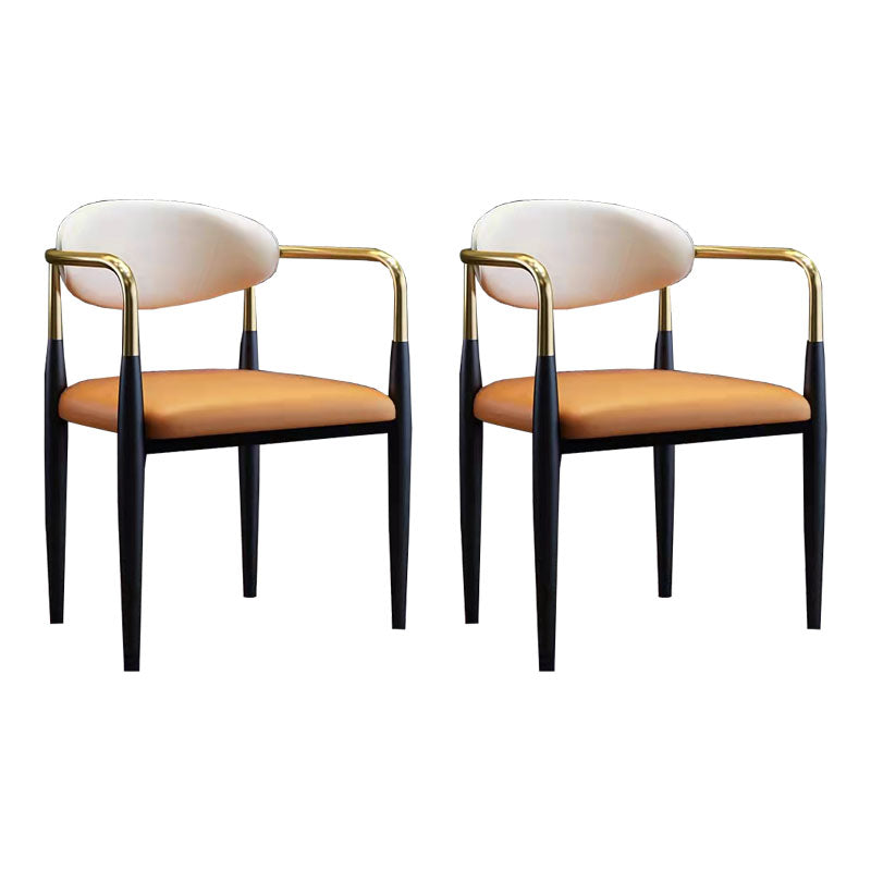 Modern Style Arm Chair Open Back Dining Chair with Metal Legs