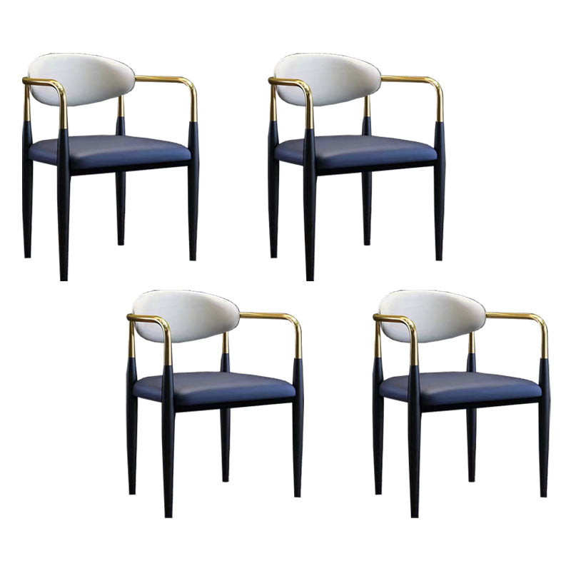 Modern Style Arm Chair Open Back Dining Chair with Metal Legs