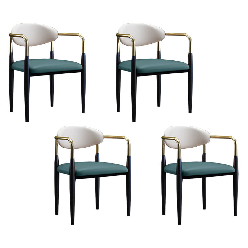 Modern Style Arm Chair Open Back Dining Chair with Metal Legs