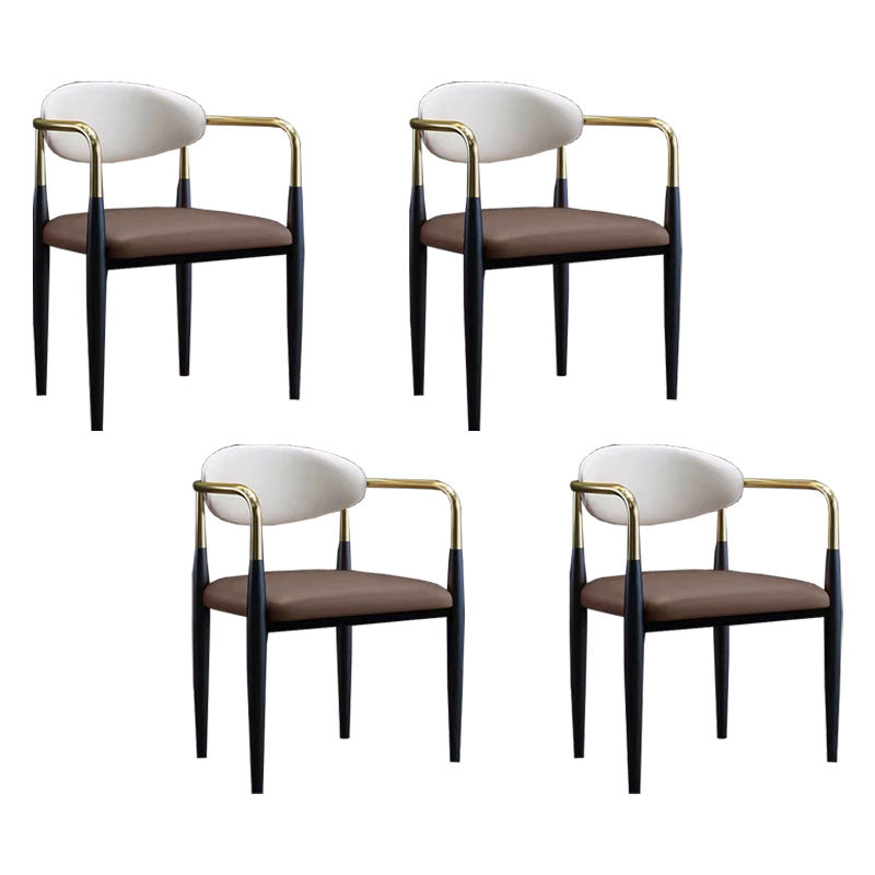 Modern Style Arm Chair Open Back Dining Chair with Metal Legs