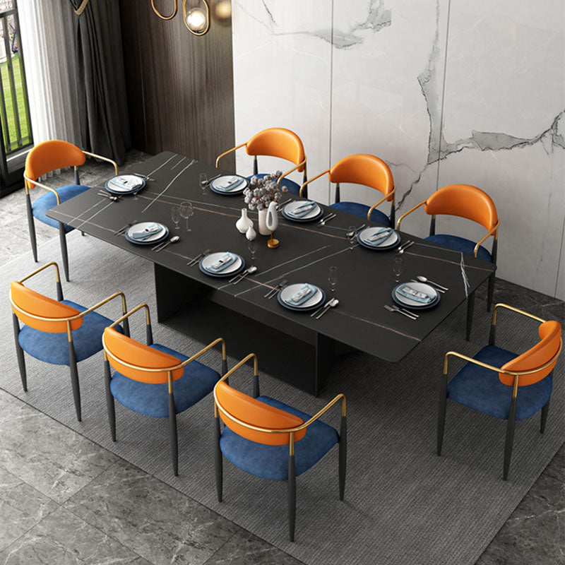 Modern Style Arm Chair Open Back Dining Chair with Metal Legs