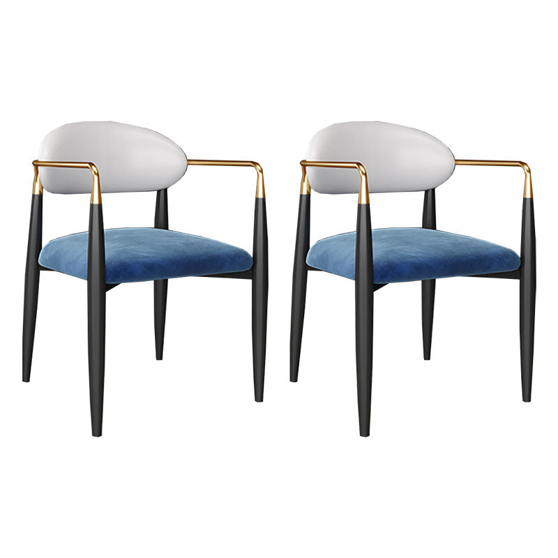Modern Style Arm Chair Open Back Dining Chair with Metal Legs