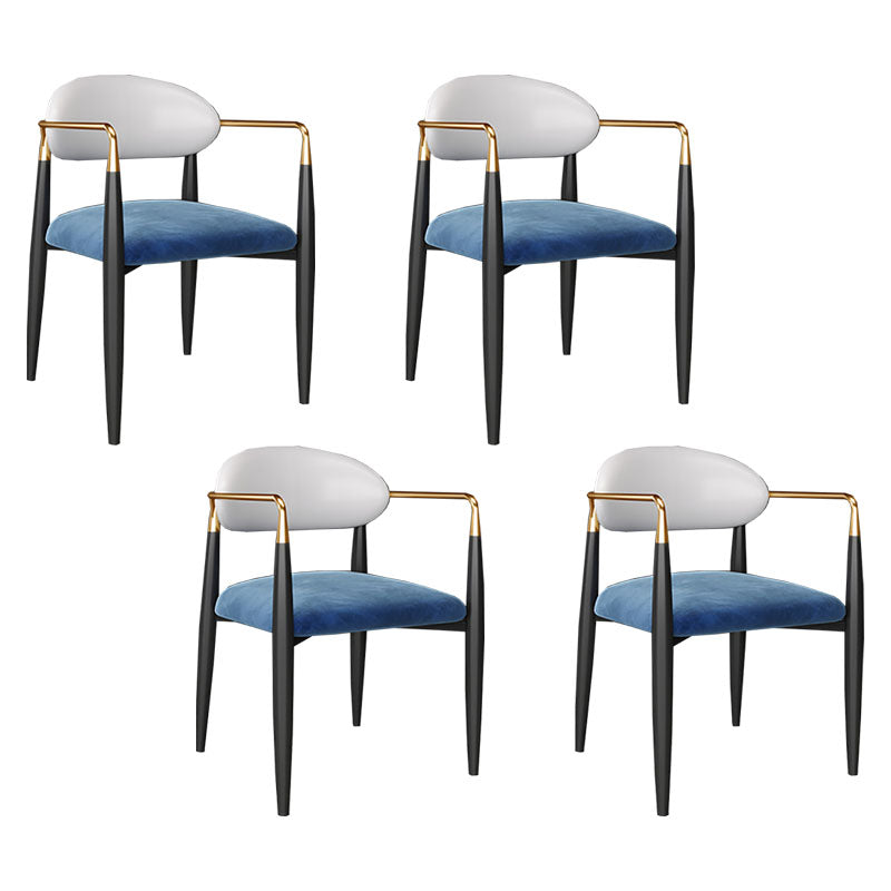 Modern Style Arm Chair Open Back Dining Chair with Metal Legs