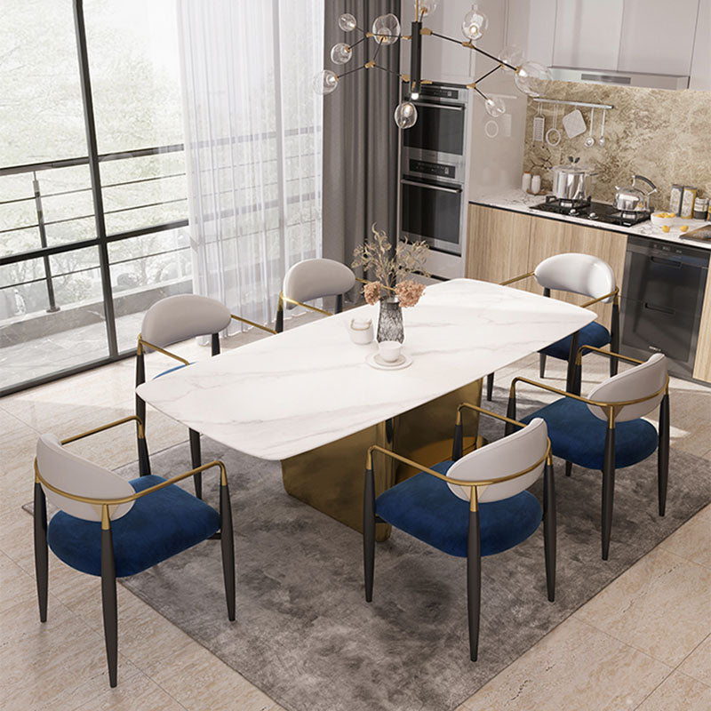 Modern Style Arm Chair Open Back Dining Chair with Metal Legs