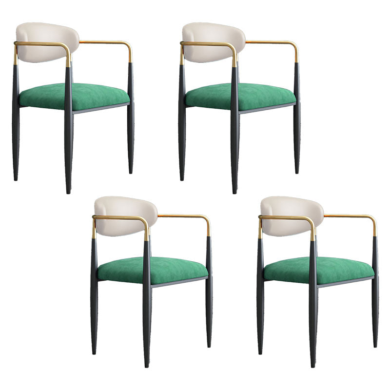 Modern Style Arm Chair Open Back Dining Chair with Metal Legs