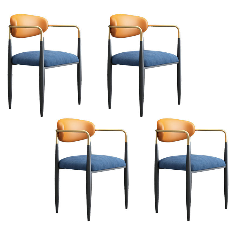 Modern Style Arm Chair Open Back Dining Chair with Metal Legs