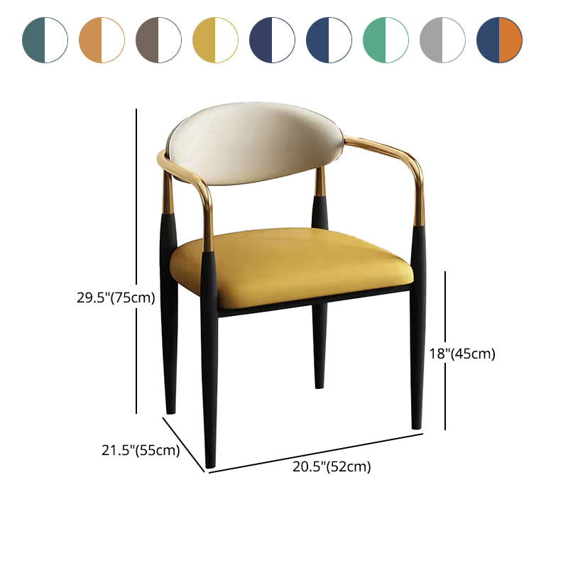 Modern Style Arm Chair Open Back Dining Chair with Metal Legs