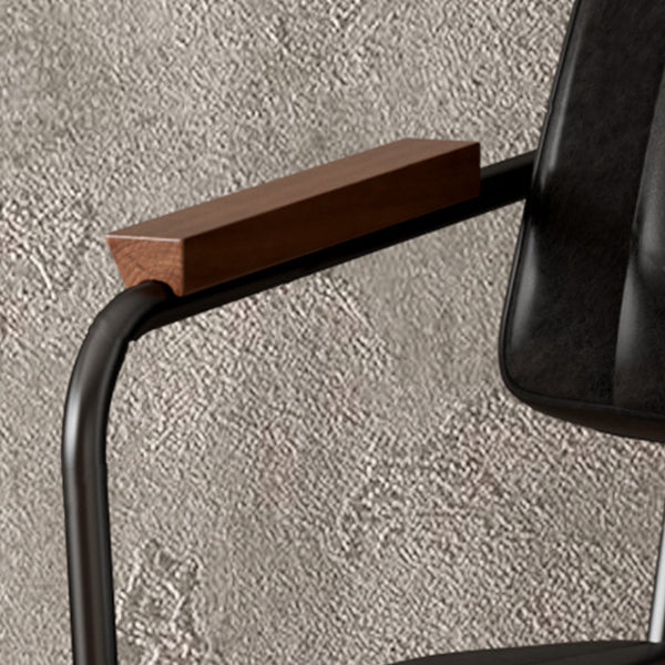Industrial Style Arm Chair Leather Open Back Dining Chair for Home