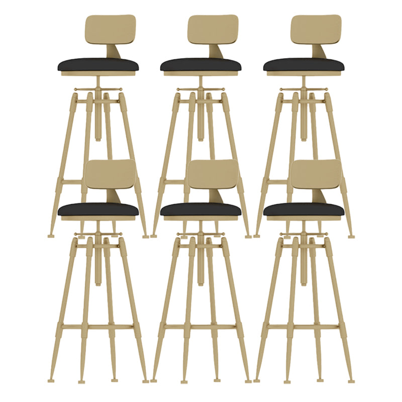 Glam Liftable Rotatable Counter Stool Iron Kitchen Bar Stool with Cushion and Pedal