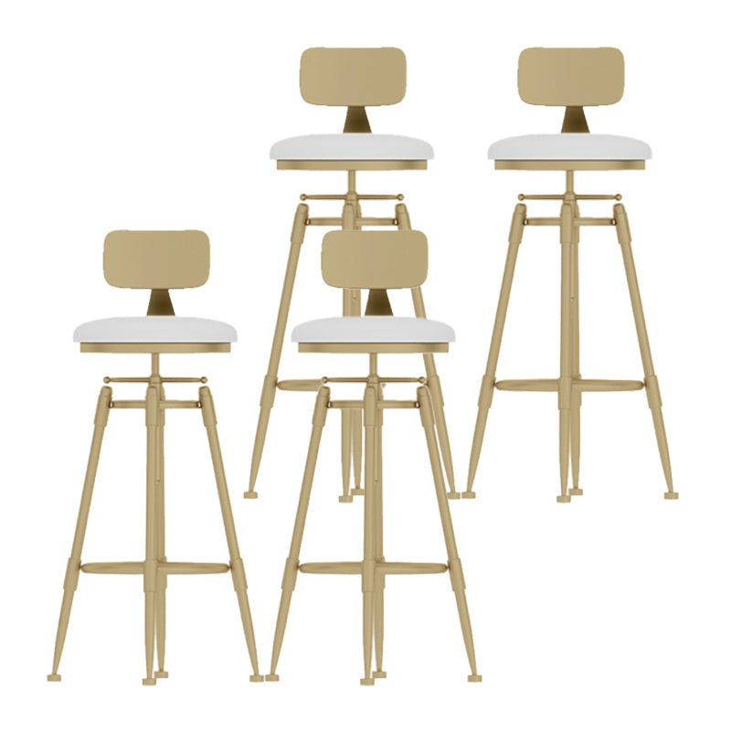 Glam Liftable Rotatable Counter Stool Iron Kitchen Bar Stool with Cushion and Pedal