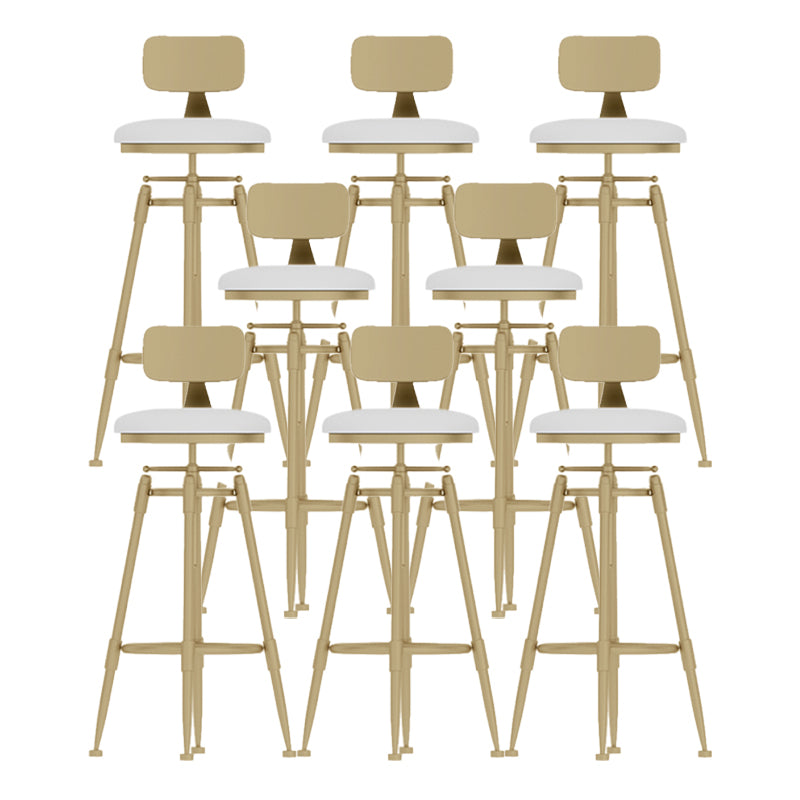 Glam Liftable Rotatable Counter Stool Iron Kitchen Bar Stool with Cushion and Pedal