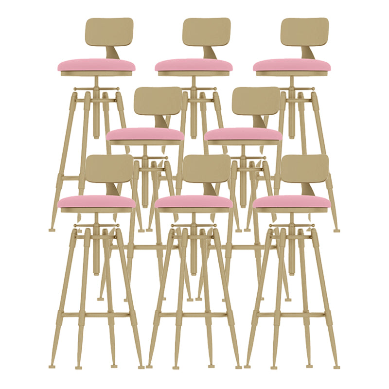 Glam Liftable Rotatable Counter Stool Iron Kitchen Bar Stool with Cushion and Pedal