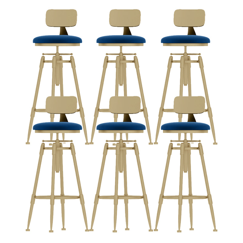 Glam Liftable Rotatable Counter Stool Iron Kitchen Bar Stool with Cushion and Pedal